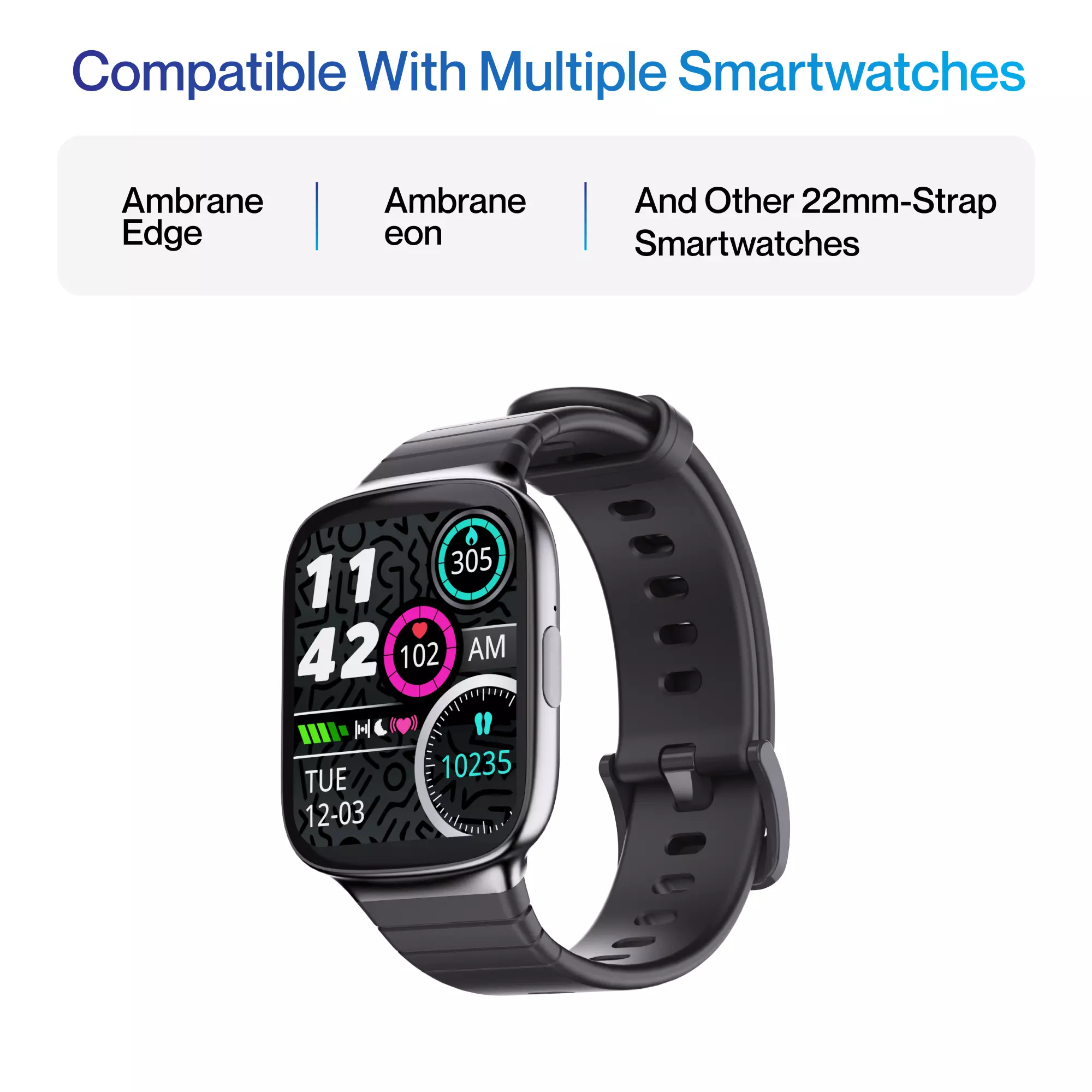 Ambrane 22mm Silicone Strap (Rugged) - Image 3